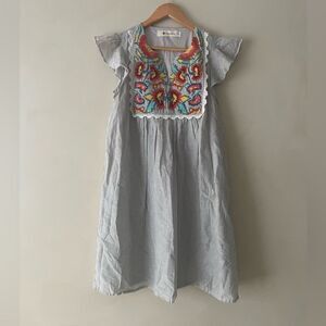The impeccable pig Floral Embroidery Ruffle Trim Dress size S 305